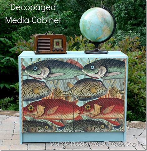 Decopaged Media Cabinet by virginiasweetpea.com