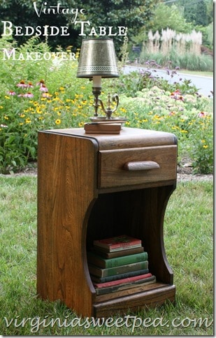 Vintage Bedside Table Makeover without Paint by virginiasweetpea