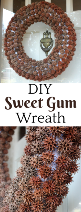 How to Make a Sweet Gum Wreath for Winter - Use seed pods from a Sweet Gum tree to make a wreath.  #wreath #craft #winterwreath #wintercraft
