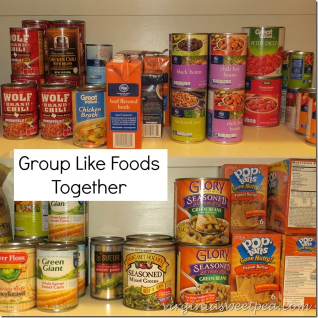 Pantry Organization Tip-Group Like Foods Together-www.virginiasweetpea.com