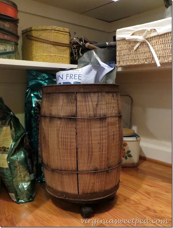 Store Dog Food in a Vintage Barrel