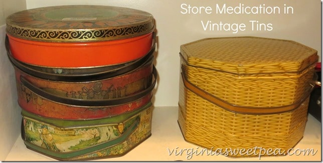 Store Medicine in Vintage Tins  www.virginiasweetpea.com