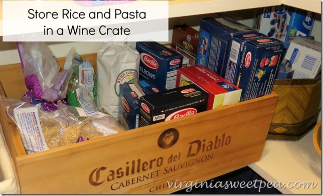 Store Pasta and Rice in a Wine Box www.virginiasweetpea.com