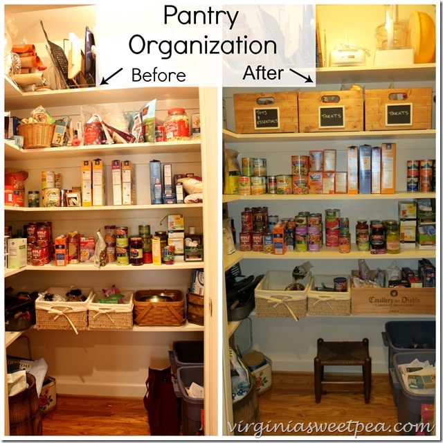 Pantry Organization Tips - Before and After- www.virginiasweetpea.com