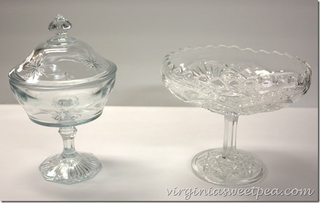 Vintage Cutwork Glass Compote and Covered Candy Dish