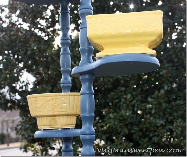 Vintage Planters Displayed on a Plant Stand Painted with Royal Velvet Paint by virginiasweetpea.com