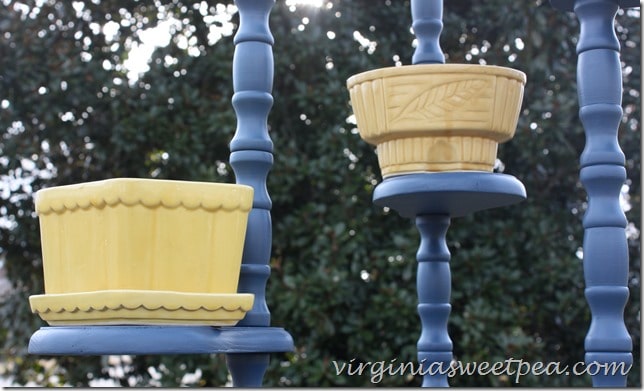 Vintage Planters Displayed on a Plant Stand Painted with Royal Velvet Paint by virginiasweetpea.com