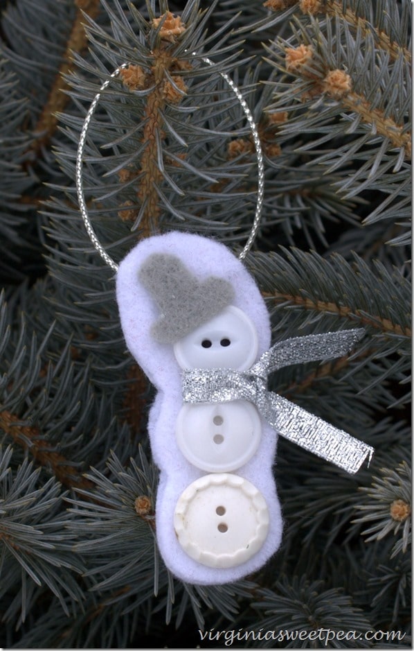 Button and Felt Snowman Christmas Ornament