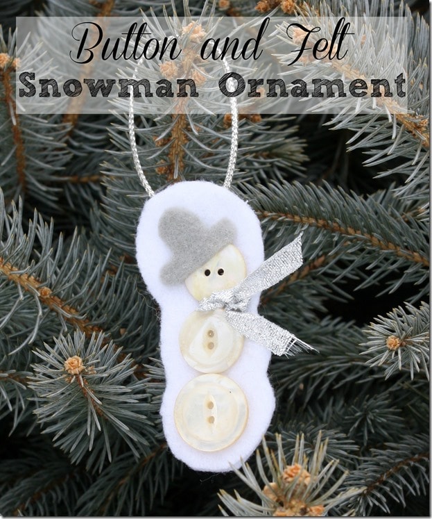 Button and Felt Snowman Ornament by Virginia Sweet Pea