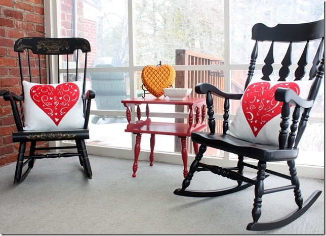 Fleece Pillows Embellished with Felt Hearts from the Dollar Store