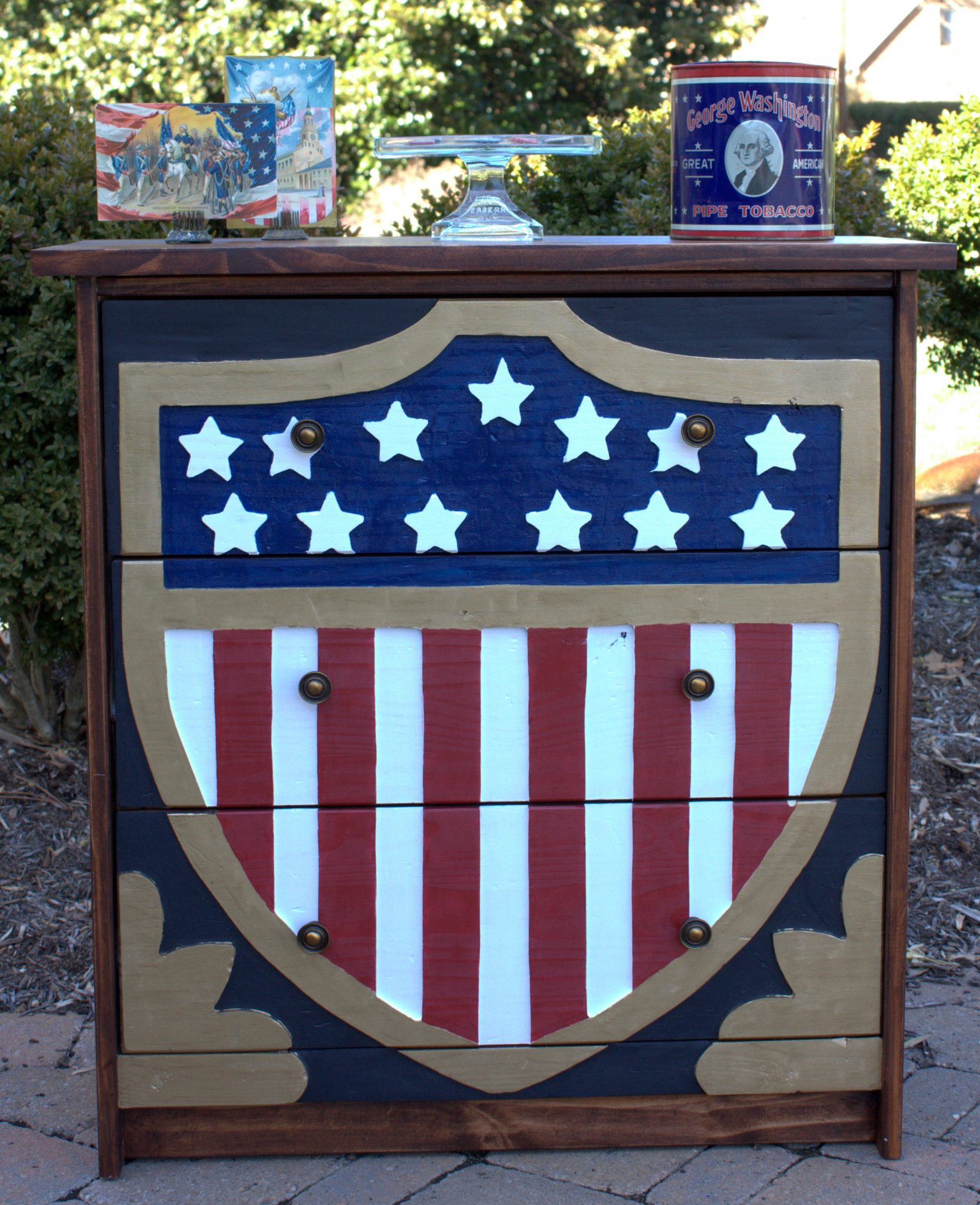 Ikea Rast chest turned patriotic with an American flag shield