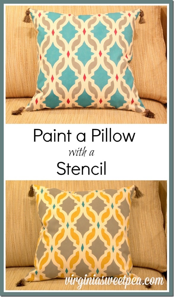 How to Paint a Pillow with a Stencil by virginiasweetpea.com
