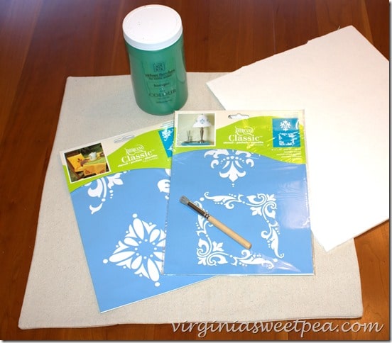 Supplies for Easy Stenciled Pillow Cover