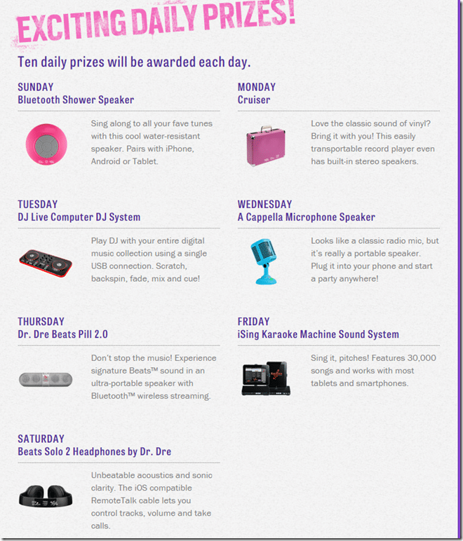 Daily Prizes for Pitch Perfect2