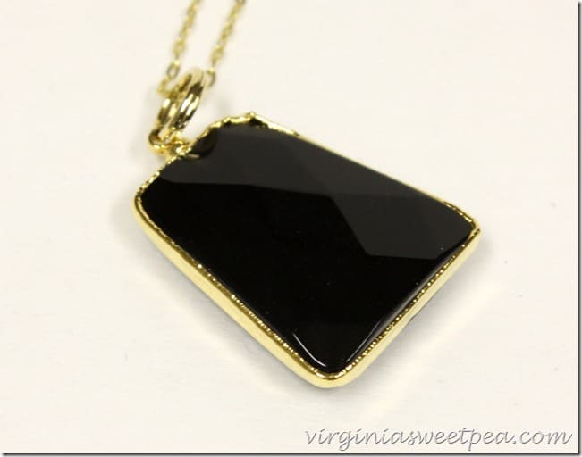 Charlene K Mini Raw Stone Pendant Necklace in Black Agate