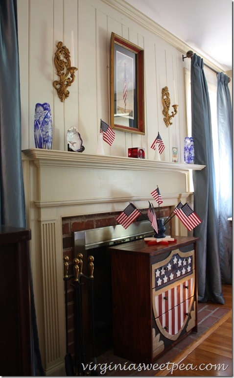 Vintage Inspired Patriotic Mantel by virginiasweetpea.com