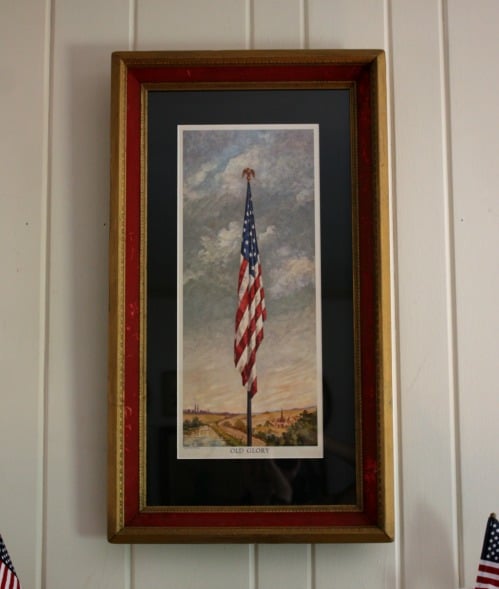 Vintage "Old Glory" Print framed in a vintage frame. virginiasweetpea.com