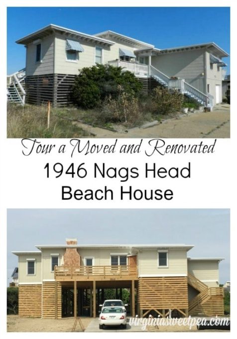 Tour a 1946 Nags Head beach house that has been moved and renovated. The interior of this home is charming! virginiasweetpea.com