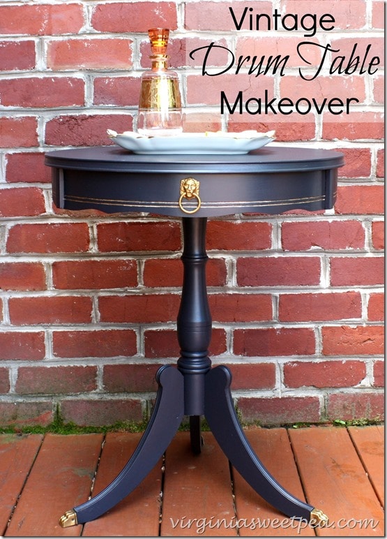 A vintage drum table that was in not-so-great shape got a makeover with paint.  This table looks great now!  virginiasweetpea.com