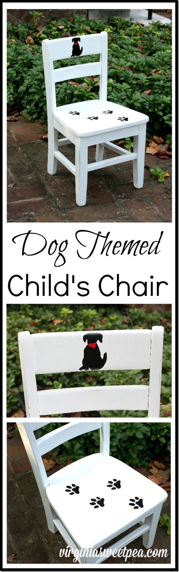 This child's chair painted with a dog theme is charming! virginiasweetpea.com