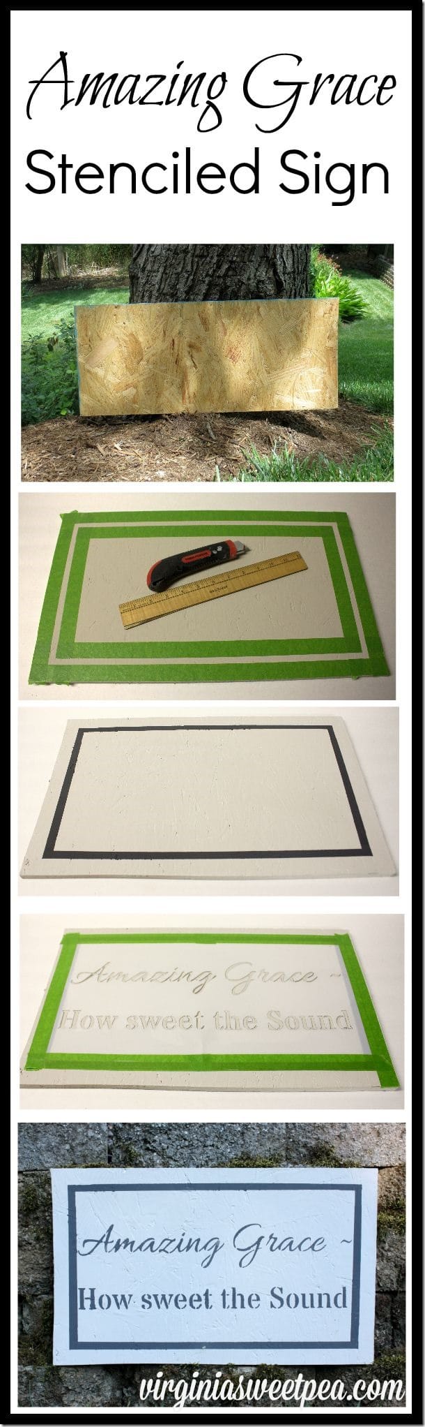 Make an Amazing Grace stenciled sign using this easy to follow tutorial. virginiasweetpea.com