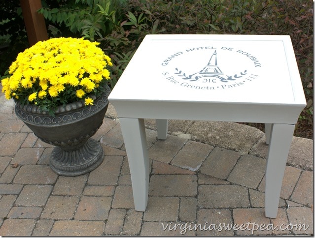 A Goodwill table gets a makeover with a french theme. virginiasweetpea.com