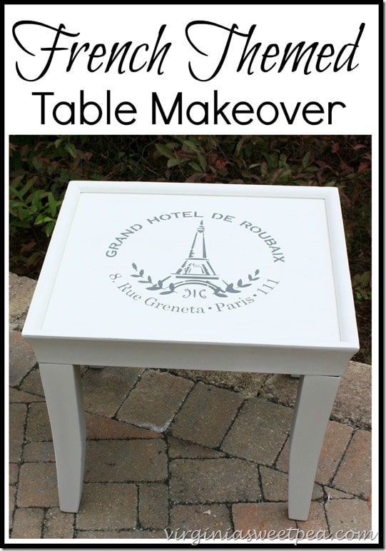 French Themed Table Makeover - A Goodwill table gets a French look. virginiasweetpea.com