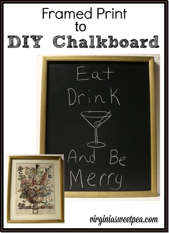 Learn how to make a chalkboard from a framed print.  It's easy!  virginiasweetpea.com