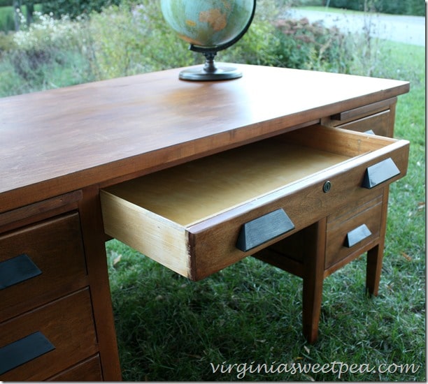 Antique Teacher's Desk Makeover - Middle Drawer Detail