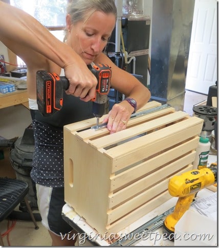 Attach Drawer Slide to each crate