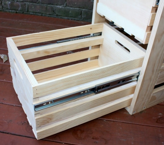 DIY Crate Cabinet with Sliding Drawers