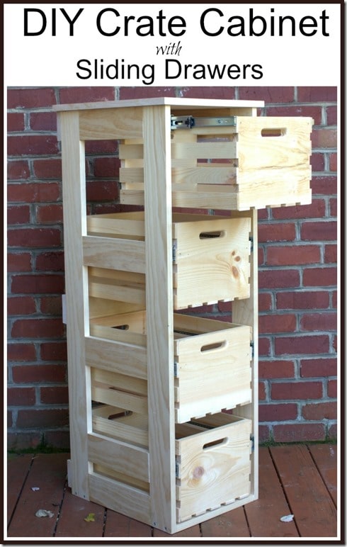 DIY Crate Cabinet with Sliding Drawers - Amazing Storage Piece! by virginiasweetpea