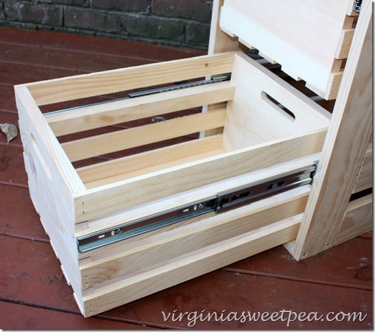 DIY Crate Cabinet with Sliding Drawers - Drawer Detail