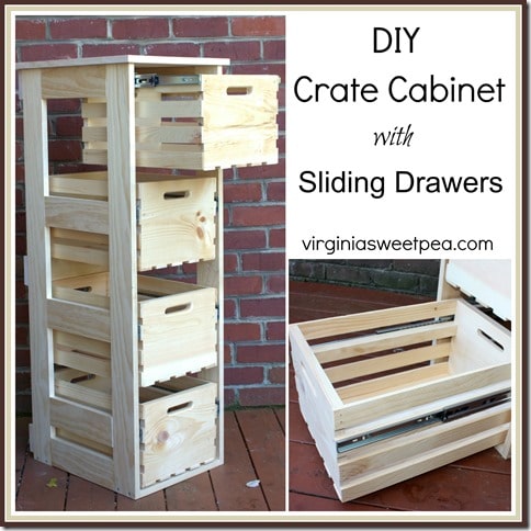 DIY Crate Cabinet with Sliding Drawers by virginiasweetpea.com