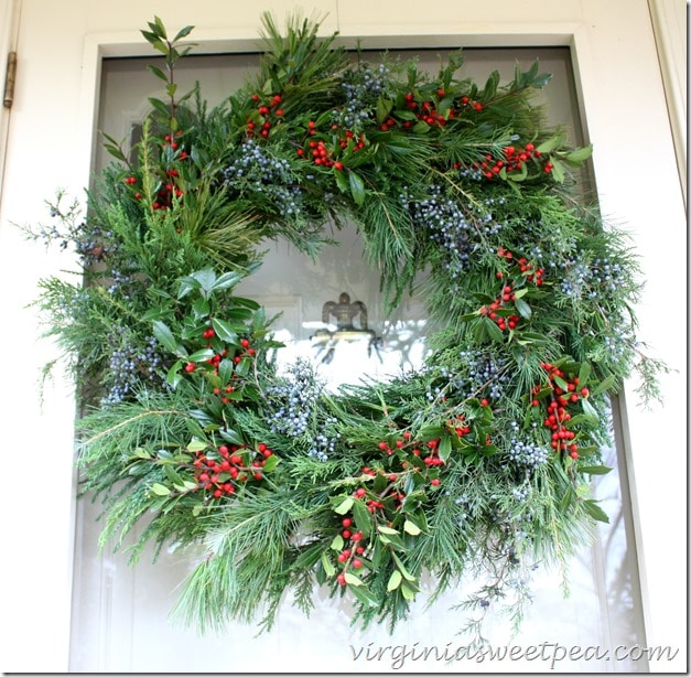 Christmas Wreath with Holly, Cedar, and other fresh greens