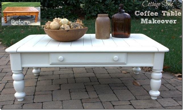 Cottage Style Coffee Table Makeover - This $5 yard sale find is now charming!