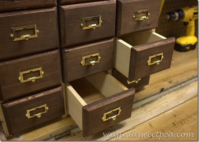 DIY Card Catalog Style Drawers for a DIY Work Bench