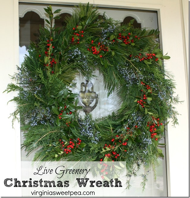 Live Greenery Christmas Wreath - This wreath is made using greenery with holly and cedar berry accents.