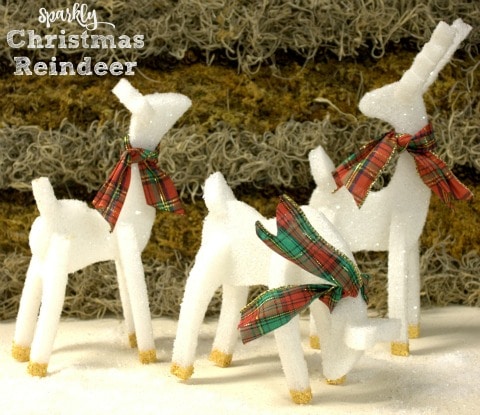 Sparkly Christmas Reindeer crafted from styrofoam