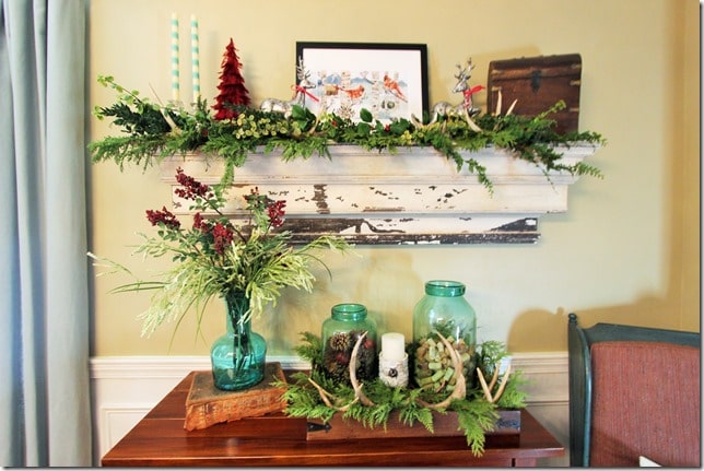 Farmhouse Style Dining Room Decorated for Christmas
