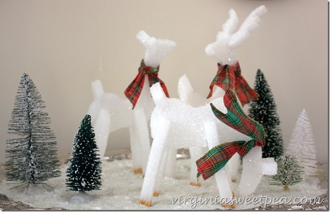 These adorable reindeer are made from styrofoam!