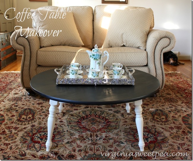 Coffee Table Makeover - A Goodwill coffee table gets a makeover with paint. So pretty now! virginiasweetpea.com