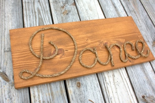 DIY Rope Art - Use rope to form a word. Unique art that's a great gift. Get the full tutorial at virginiasweetpeacom.