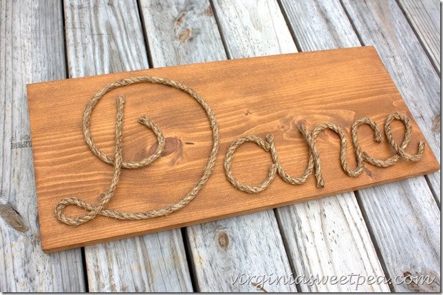 DIY Rope Word Art - Form a word with rope to make unique art.  Tutorial at virginiasweeetpea.com