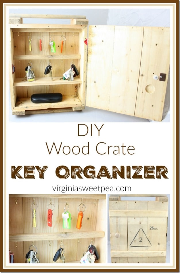 DIY Wood Crate Key Organizer - Make a crate cabinet to store and organize your keys. See more at virginiasweetpea.com.