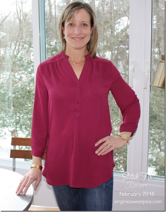 February 2016 Stitch Fix Review - 41Hawthorn Colibri Solid Tab Sleeve Blouse-virginiasweetpea.com