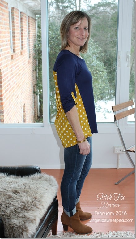 February 2016 Stitch Fix Review - Pixley Dido Mixed Print Knit Top - Side View- virginiasweetpea.com