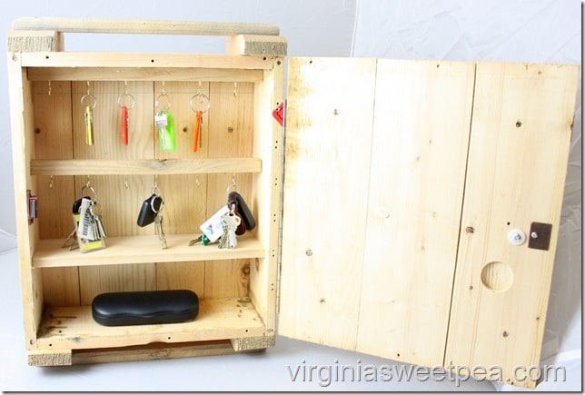 Rustic Key Organizer Made from a Crate - Get the tutorial at virginiasweetpea.com.