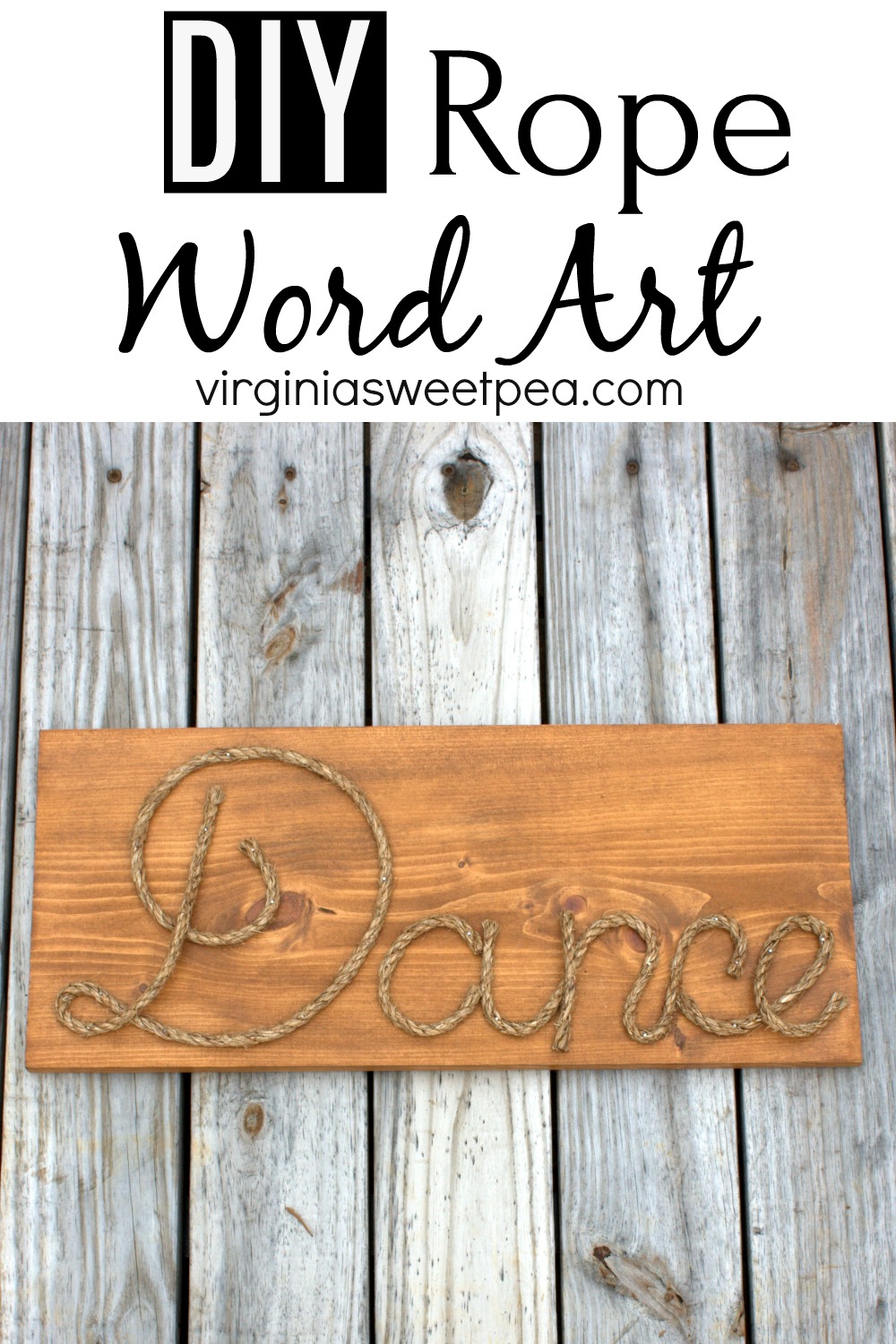 DIY Rope Word Art Sweet Pea