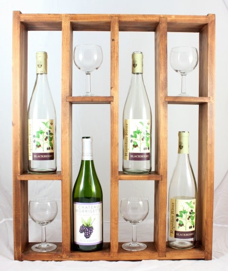 Learn how to make a DIY wine rack that displays both wine bottles and glasses.